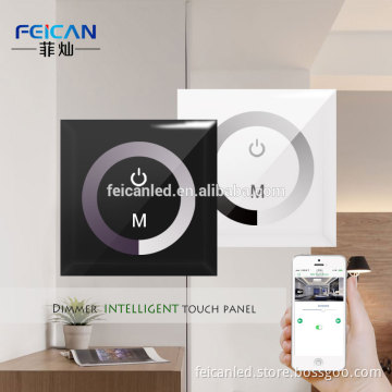 DC12-24V Wall-mounted Glass Touch Panel Wall Switch Brightness Controller for 5050 3258 Single Color LED Strip